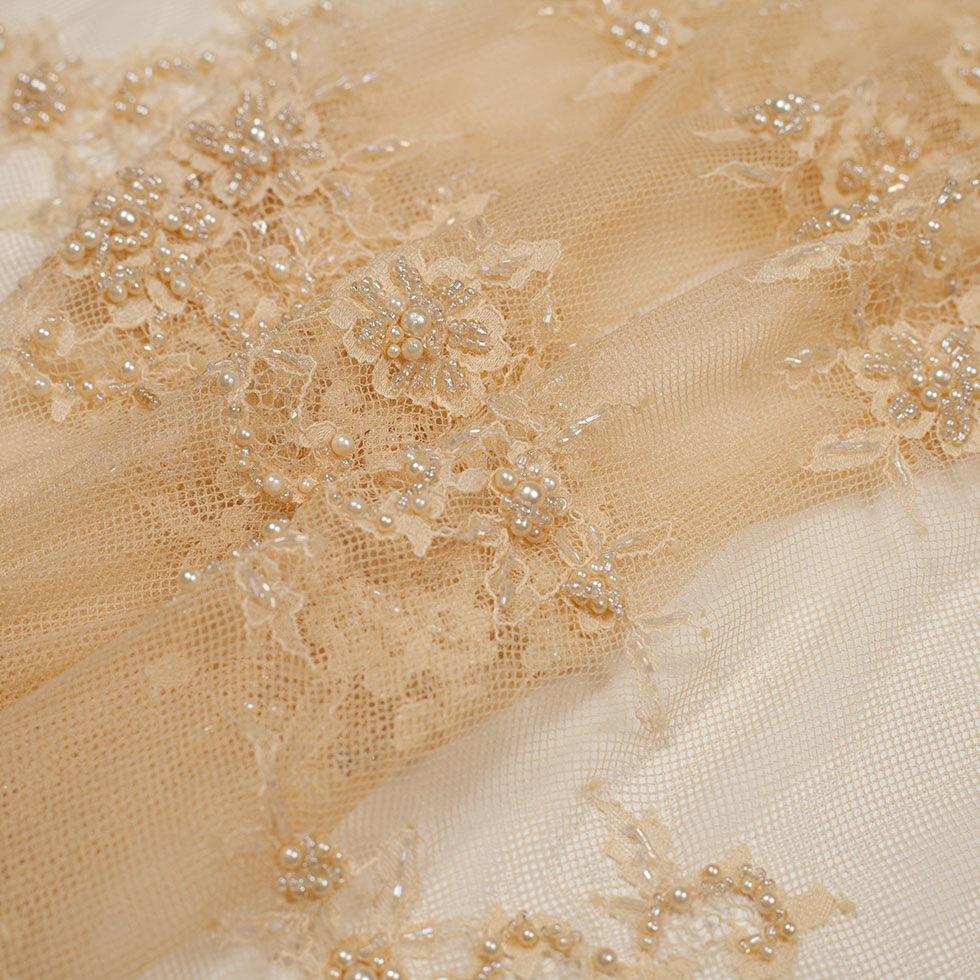 Beaded Lace - Beige Floral