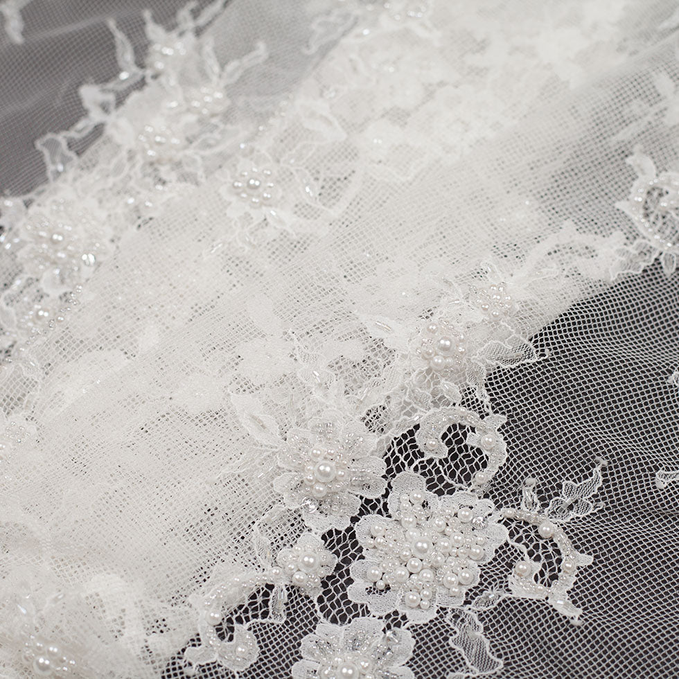 Beaded Lace - Off-White Floral