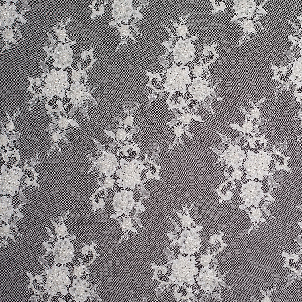 Beaded Lace - Off-White Floral