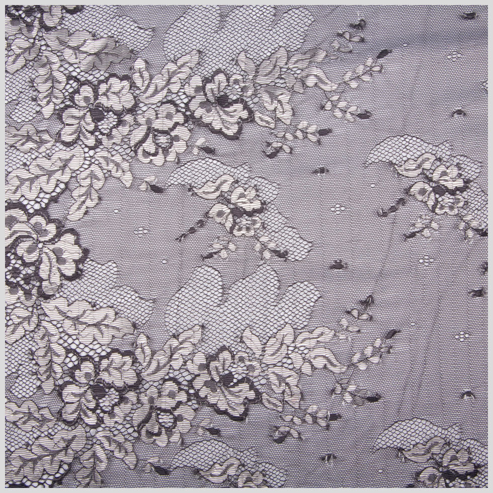 14" Black Floral Lace