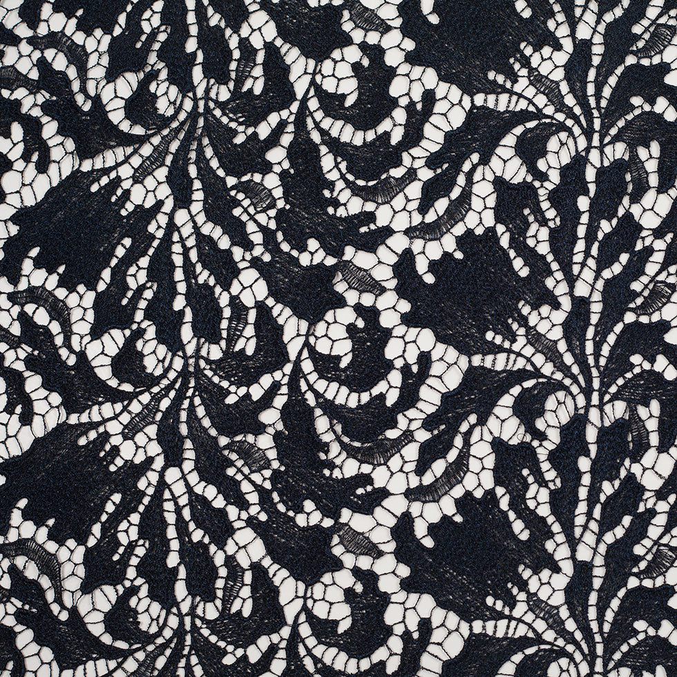 Black Iris Floral Re-embroidered Lace