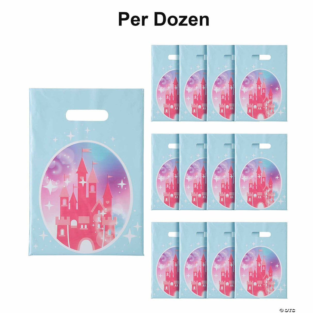 8 1/2" x 12" Pink Princess Party Castle Plastic Treat Bags - 12 Pc.