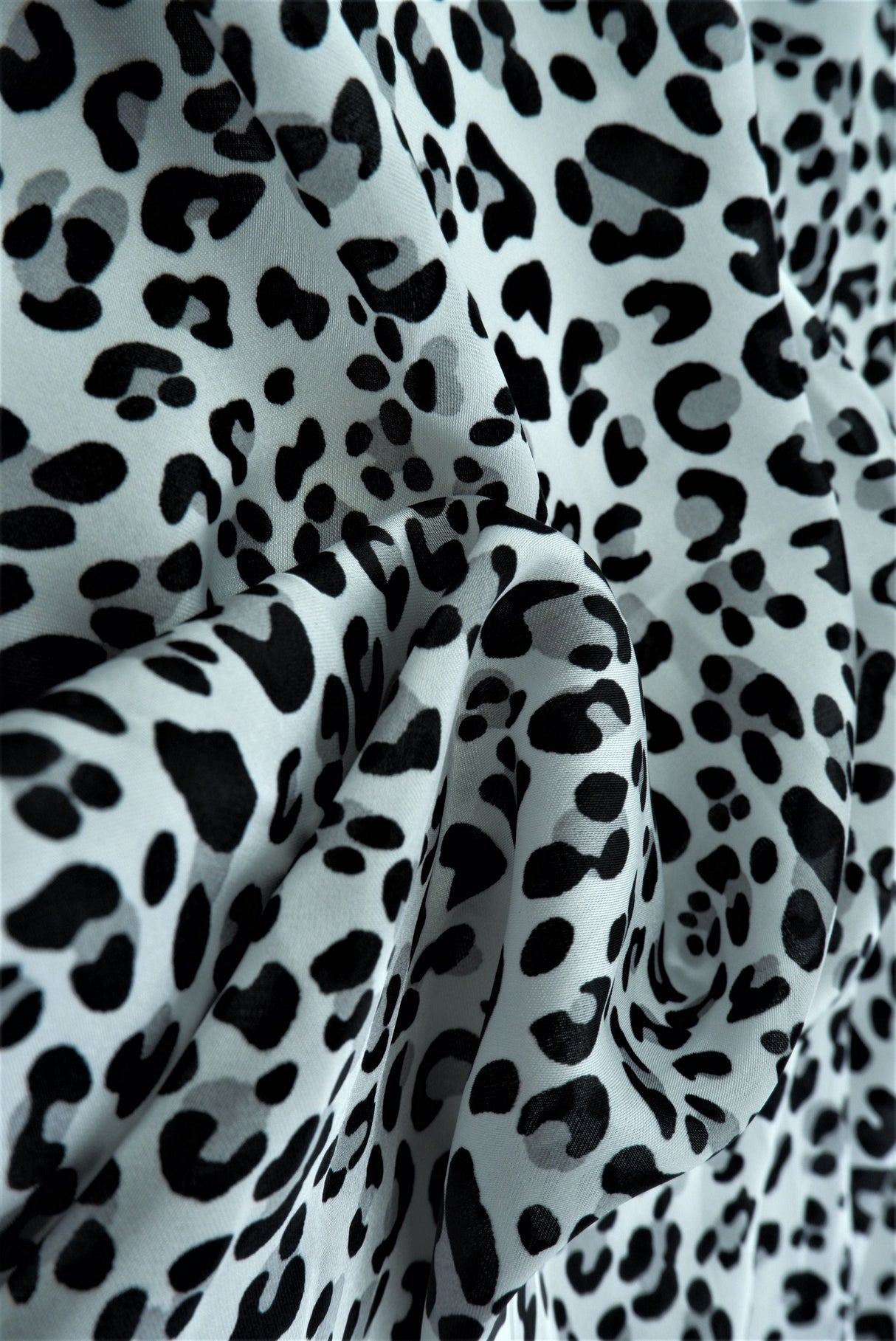 Animal Print Shiny Satin Fabric Grey