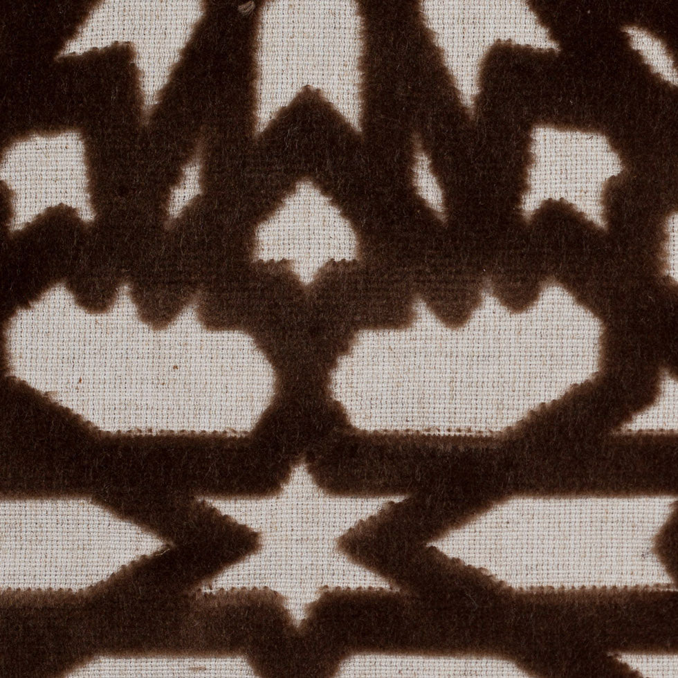 Bittersweet Brown Geometric Polyester-Acrylic-Flax Flocked Chenille