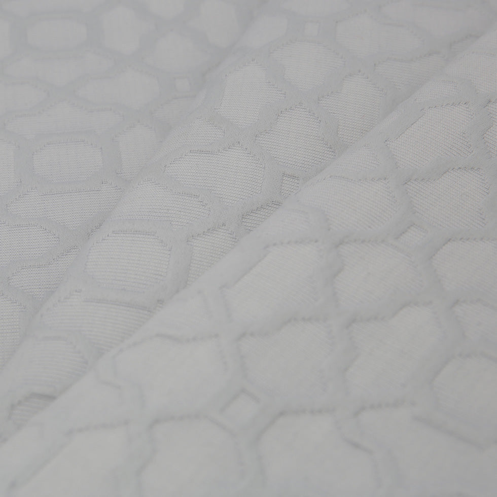 Fog Gray Geometric Cotton-Polyester Brocade
