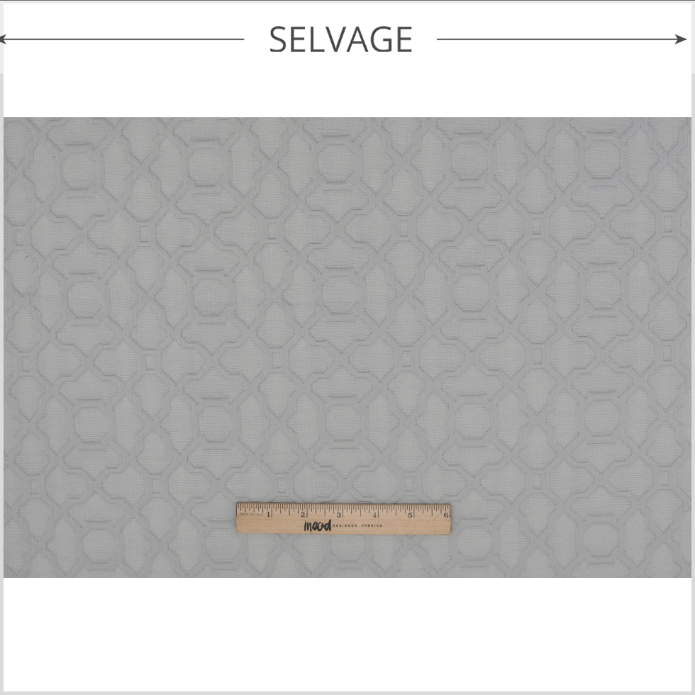 Fog Gray Geometric Cotton-Polyester Brocade