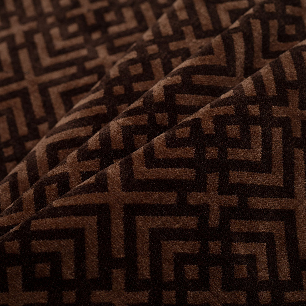 Espresso and Woodsmoke Geometric Acrylic-Polyester-Viscose Chenille