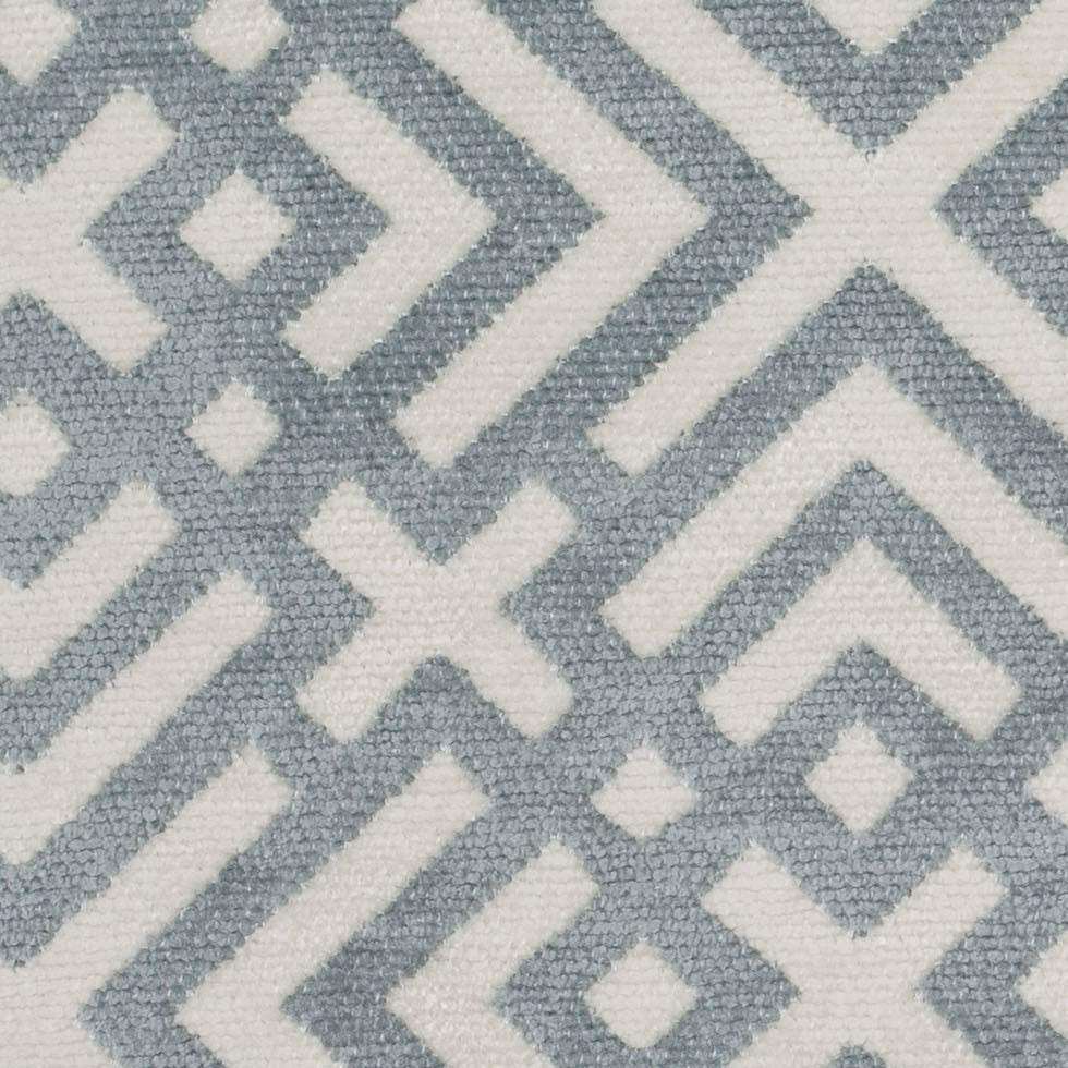 Mist Green and Erget White Geometric Acrylic-Polyester-Viscose Chenille