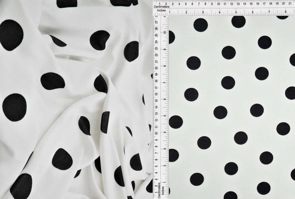 Slinky Rib Knit Fabric Polka Dot Print, 1x1 Stretch Soft & Drapey 52/54" Wide