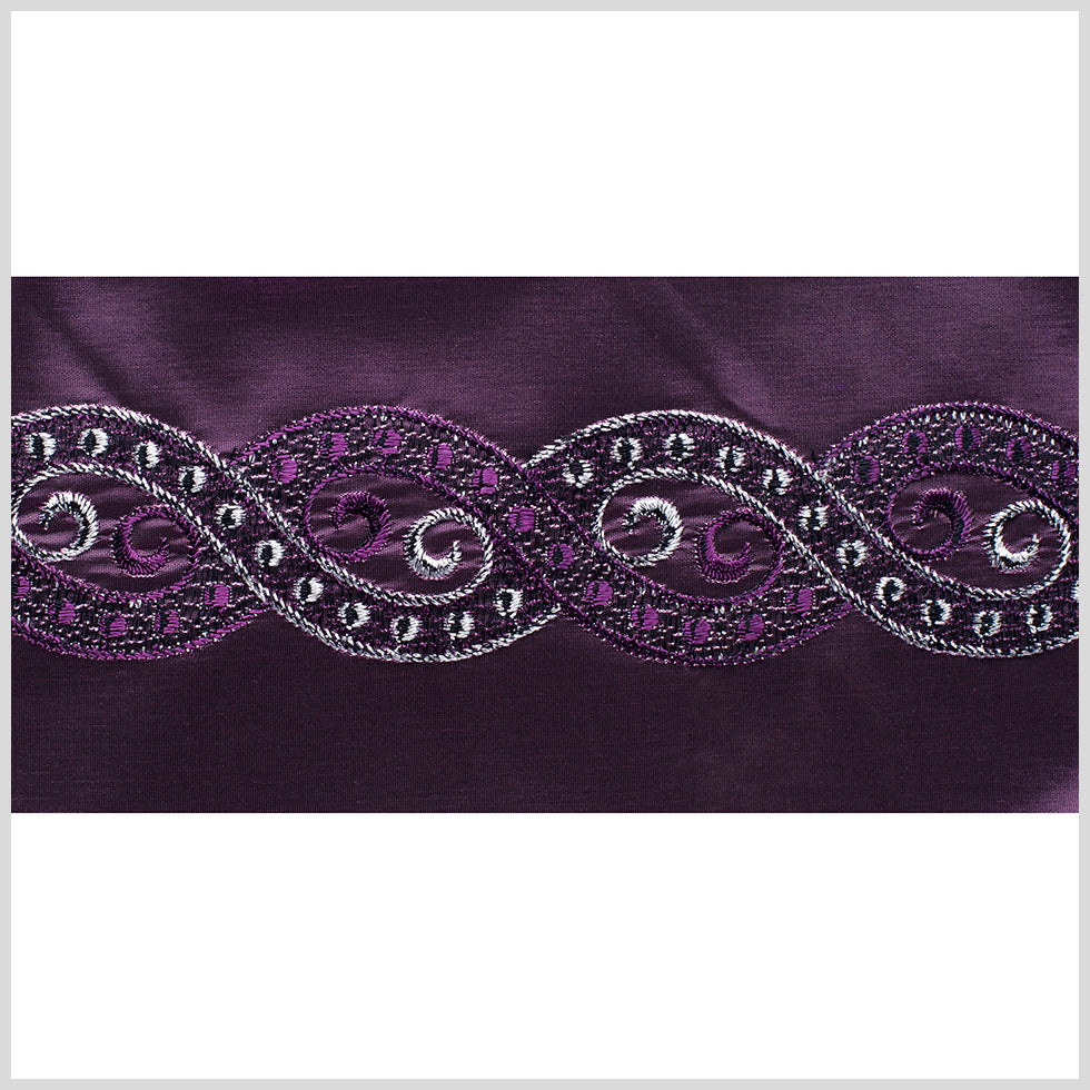 4.5" American Made Plum/Silver Jacquard Ribbon
