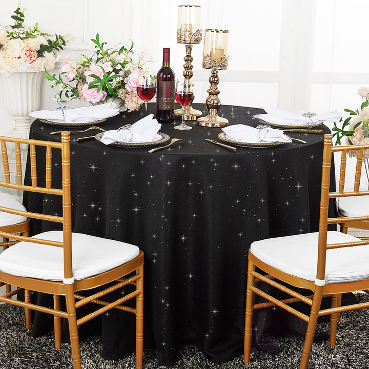 Round Sequin Paillette Poly Flax Tablecloth
