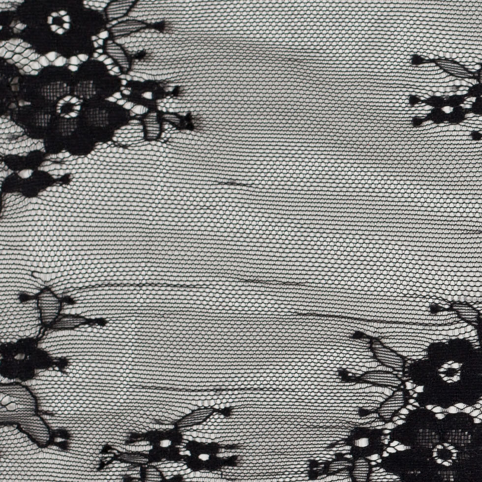 Black Nylon Floral Lace Fabric