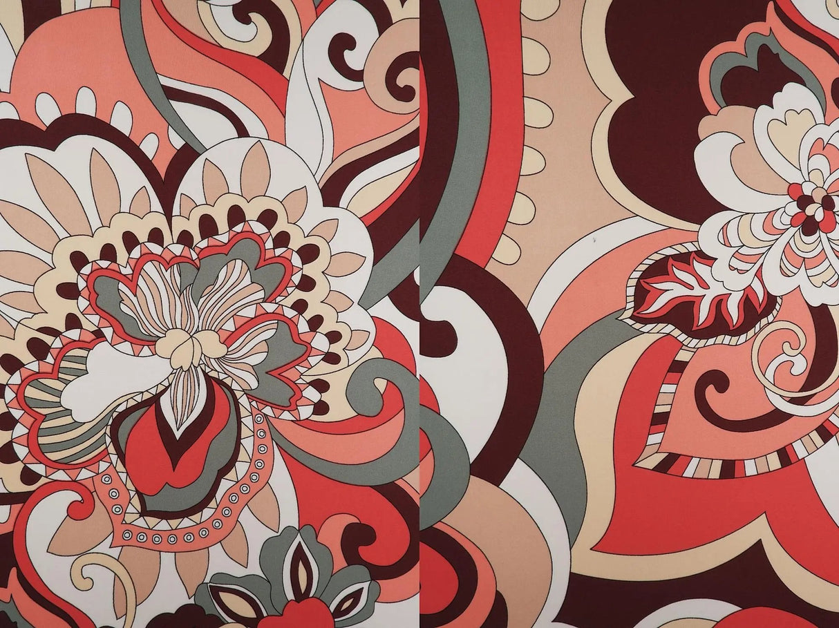 1 Yard Polyester Spandex DTY Brushed Knit Fabric Paisley Print Soft Stretch 58/60" Width