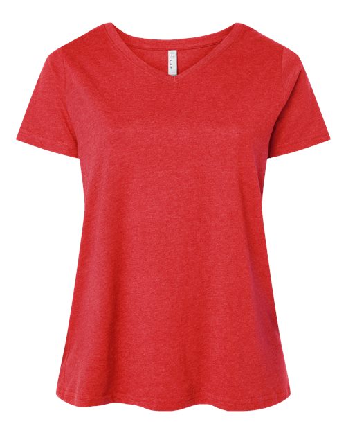 LAT Women's Curvy Collection Fine Jersey V-Neck Tee