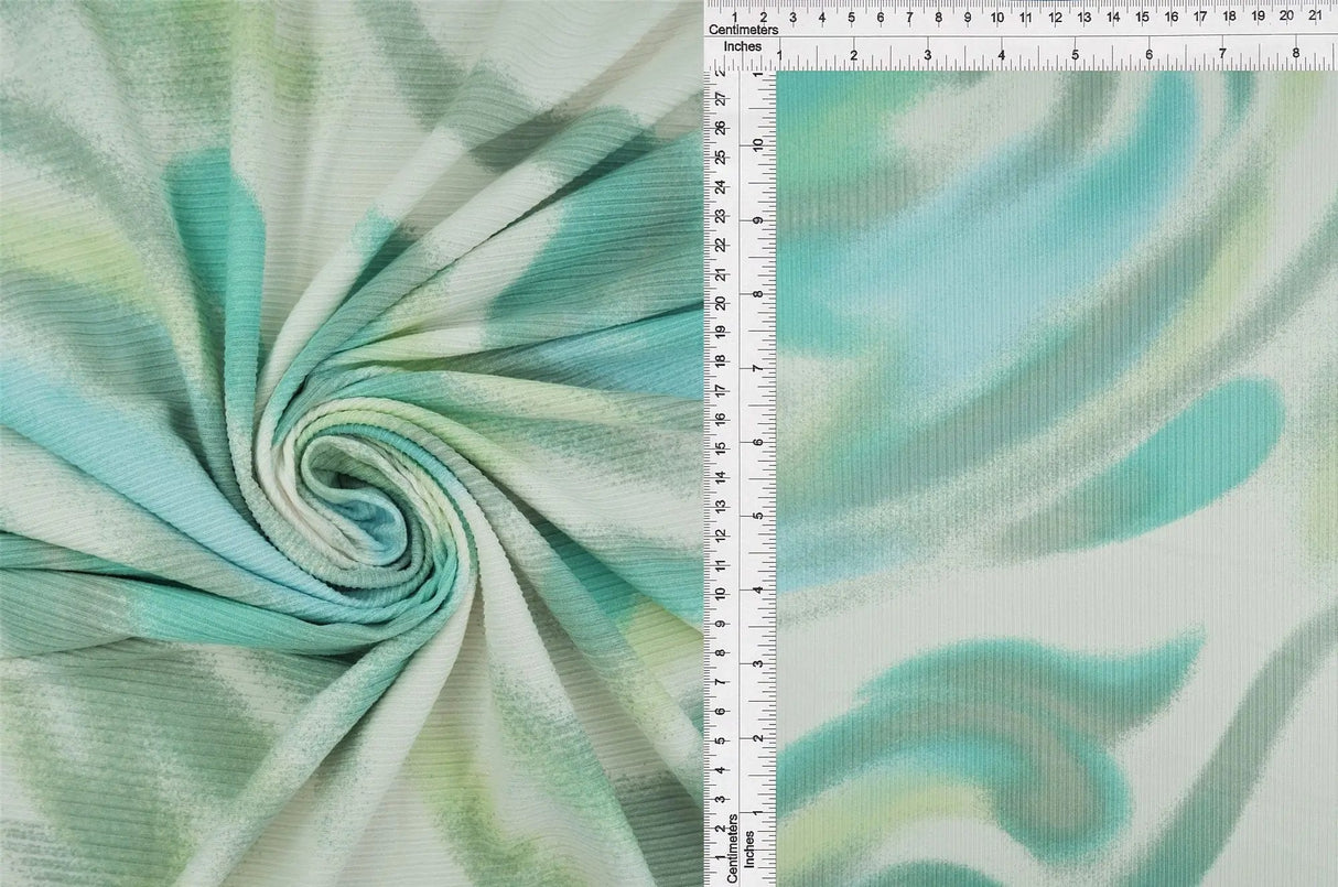 1 Yard Polyester Spandex Yummy Rib Knit Fabric Abstract Marble Print Soft Stretch 58/60" Width