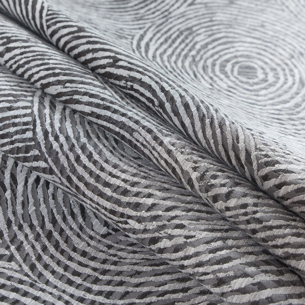 Slate Geometric Swirls on a Cotton and Polyester Woven