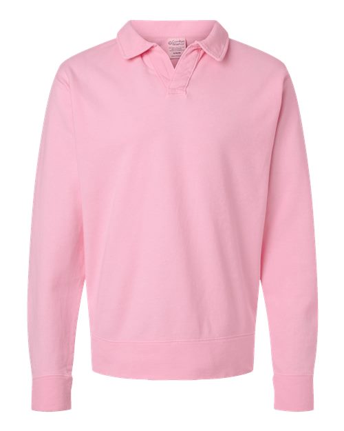 Unisex Garment-Dyed Polo Collar Sweatshirt