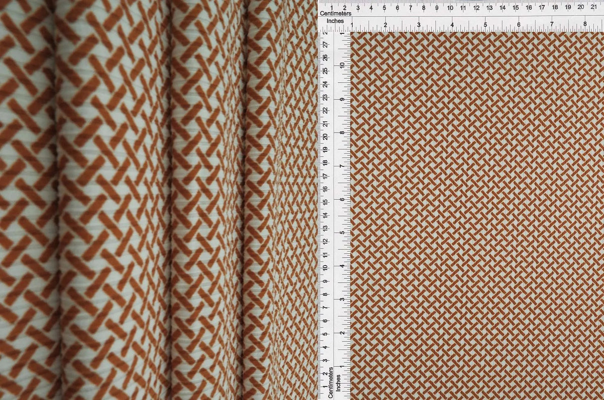 4x2 Yummy Rib Retro Geometric Fabric, Stretch Knit Windowpane Print 58/60" Wide