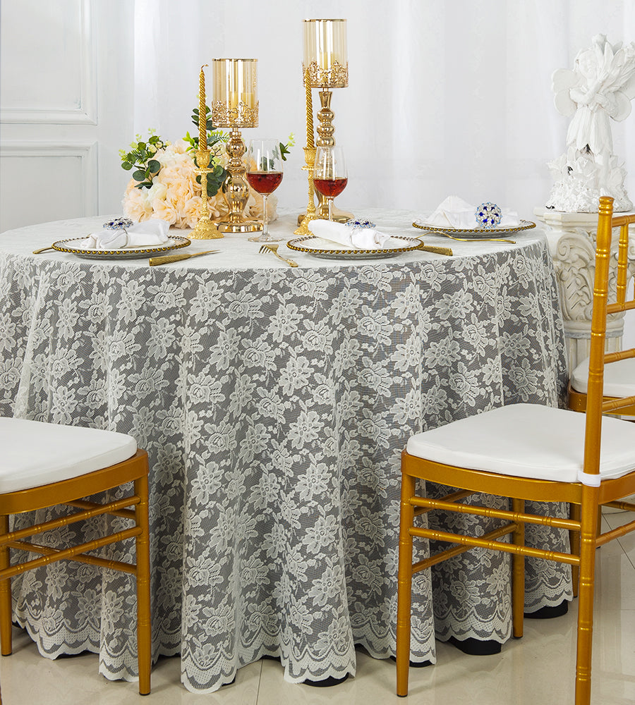 Round Lace Table Overlay Ivory 108