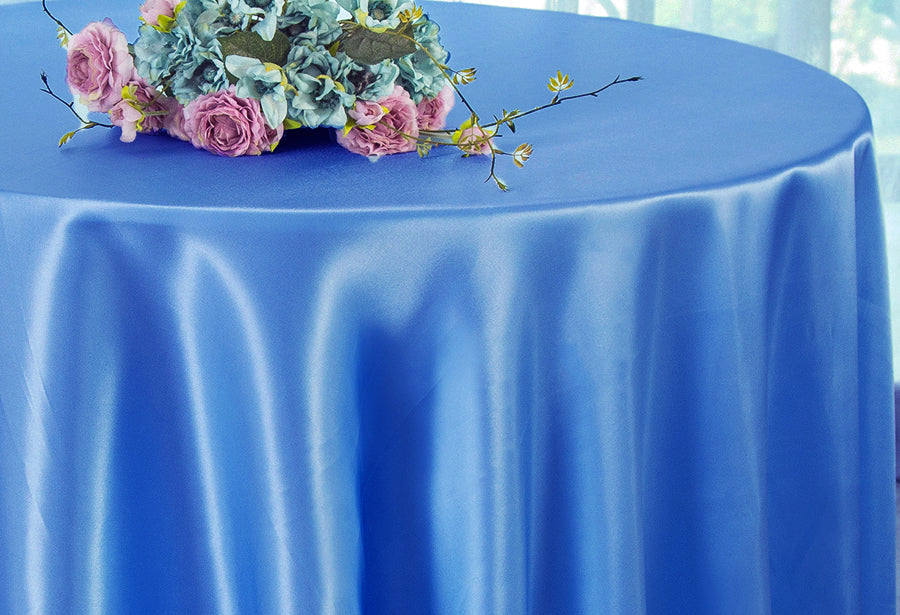 Round Satin Tablecloth 90" Periwinkle/Cornflower
