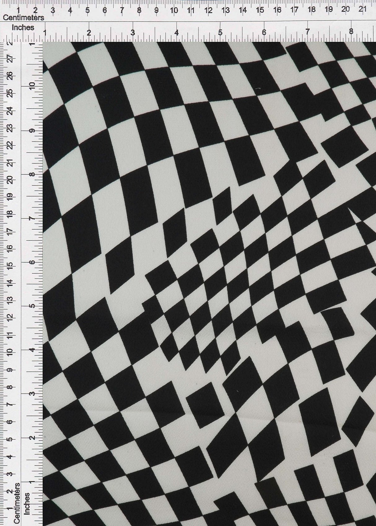 Bubble Satin Checkered Woven Fabric Black/Ivory