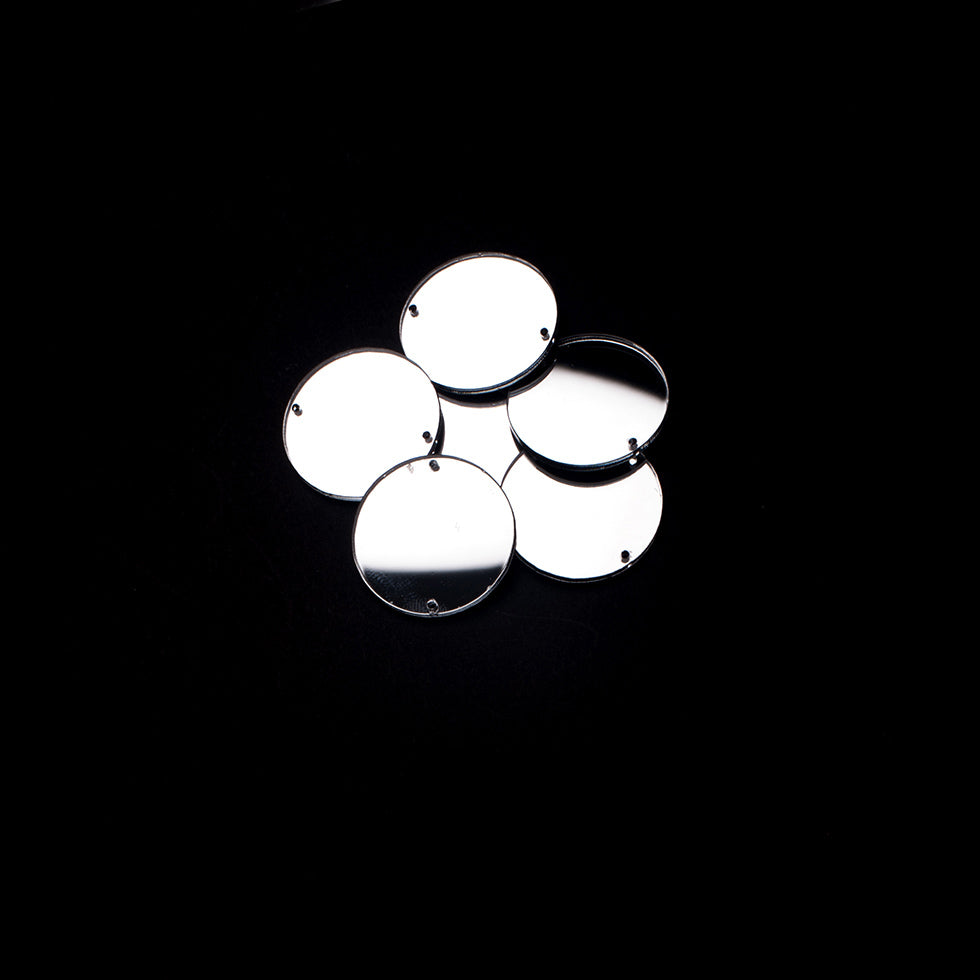 Silver Laminate 2-Hole Round Plastic Mirror - 45L/29mm