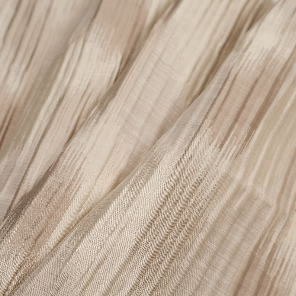 Indian Beige/Ivory Ikat-Like Poly/Cotton Brocade
