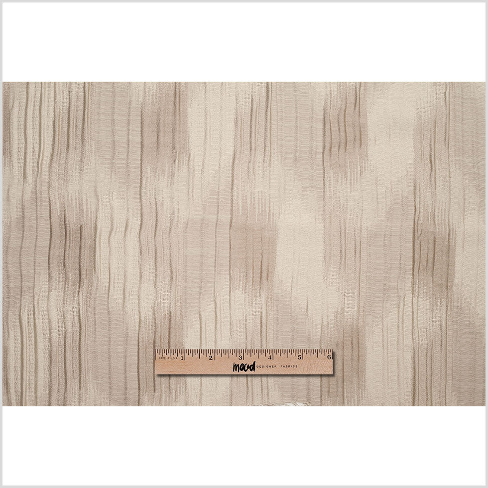 Indian Beige/Ivory Ikat-Like Poly/Cotton Brocade