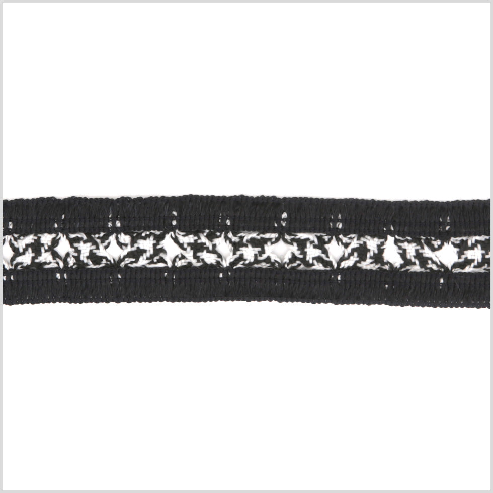 1" Black/White Braided Trim