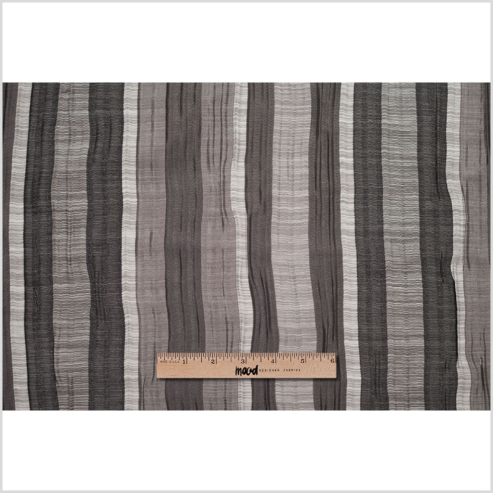 Indian Black/White Striped Poly/Cotton Brocade
