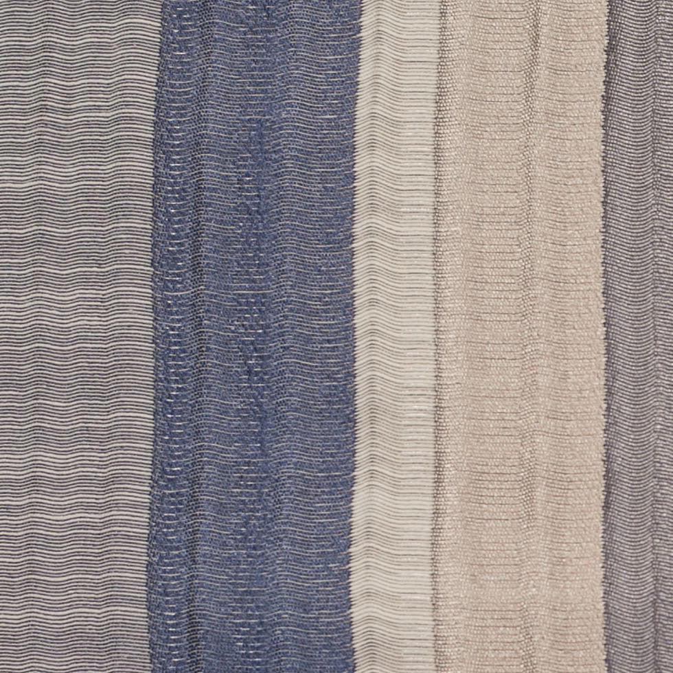 Indian Blue/Beige Striped Poly/Cotton Brocade