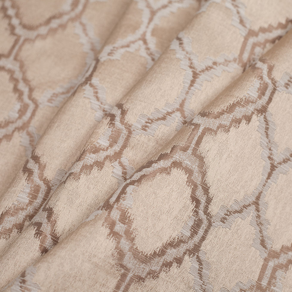 Indian Taupe Geometric Poly/Cotton Woven