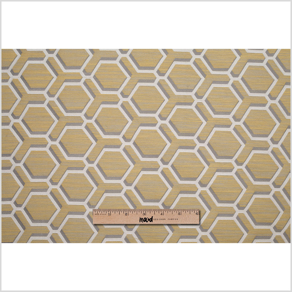 Indian Yellow/Gray Geometric Poly/Cotton Brocade