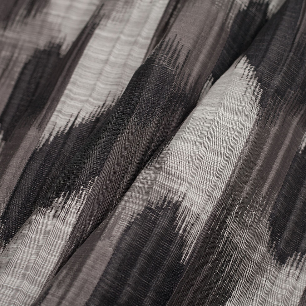 Indian Black/White Ikat-Like Poly/Cotton Brocade