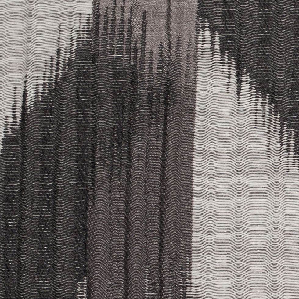 Indian Black/White Ikat-Like Poly/Cotton Brocade