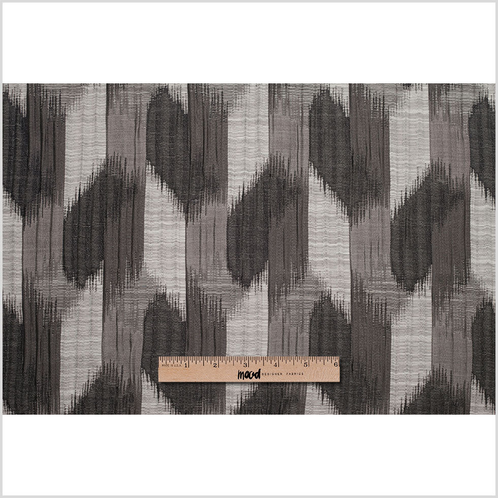 Indian Black/White Ikat-Like Poly/Cotton Brocade