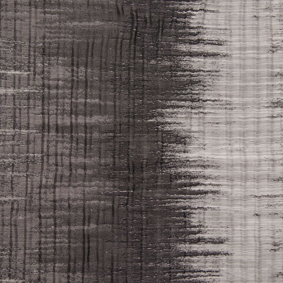 Indian Black/White Geometric Striped Polyester-Cotton Brocade