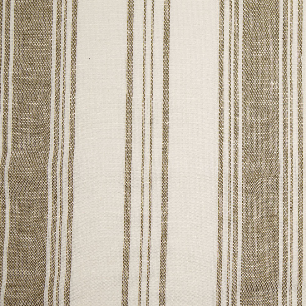 Indian Olive/White Striped Linen Woven