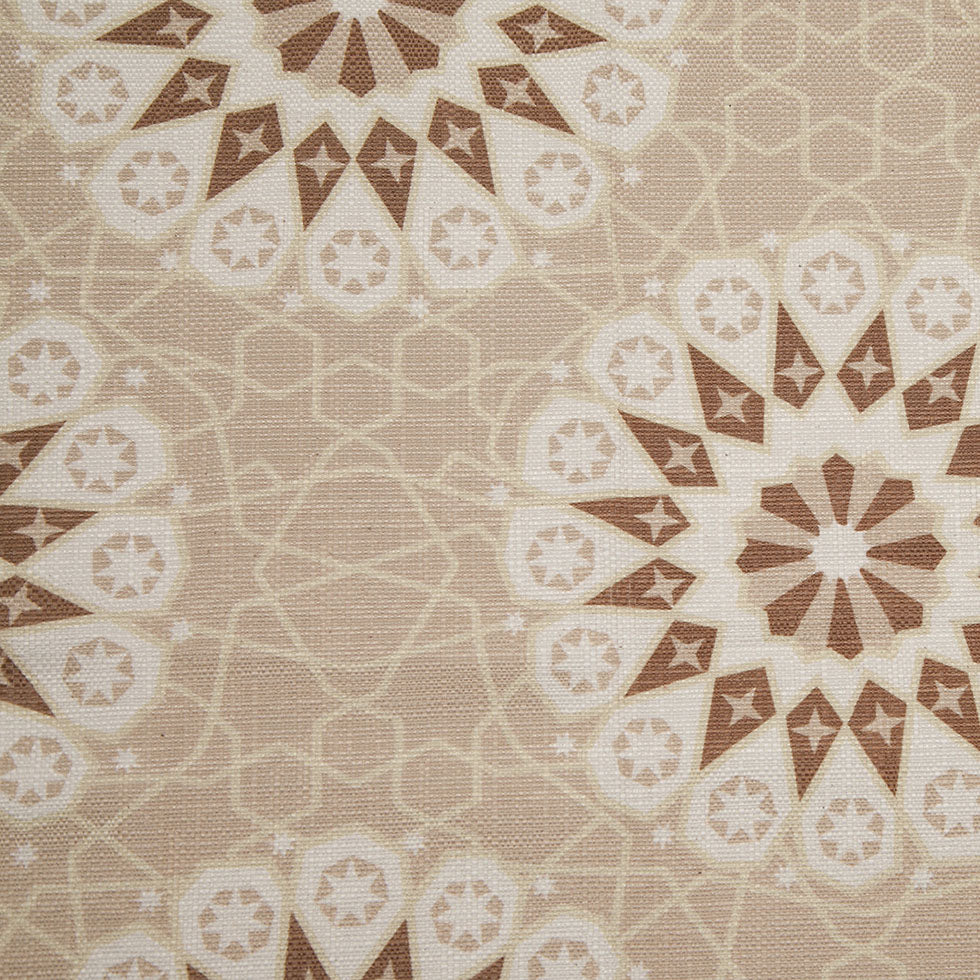 Spanish Beige/Brown Geometric Poly/Cotton Canvas