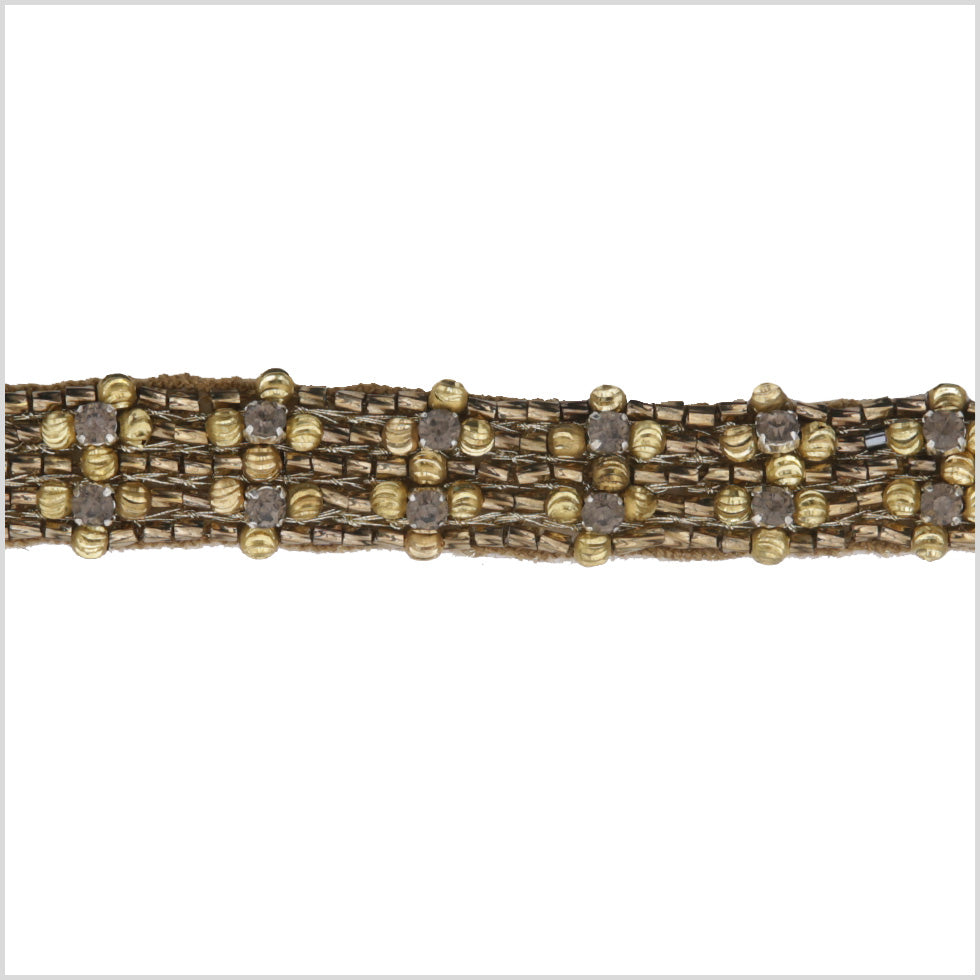 0.625" Gold/Copper Beaded Rhinestone Trim
