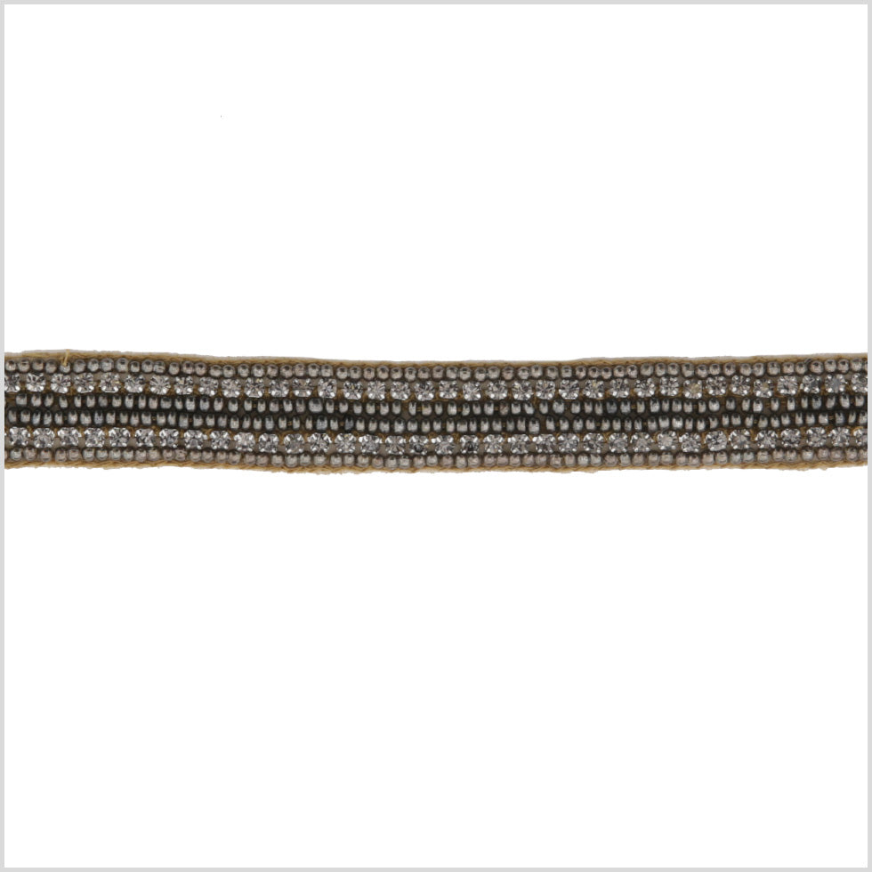 0.5" Gunmetal/Copper Beaded Rhinestone Trim