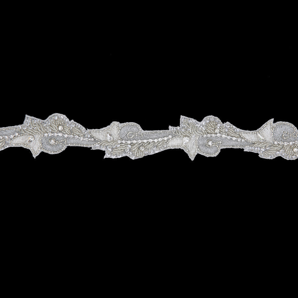 1.25" Silver Beaded Rhinestone Trim