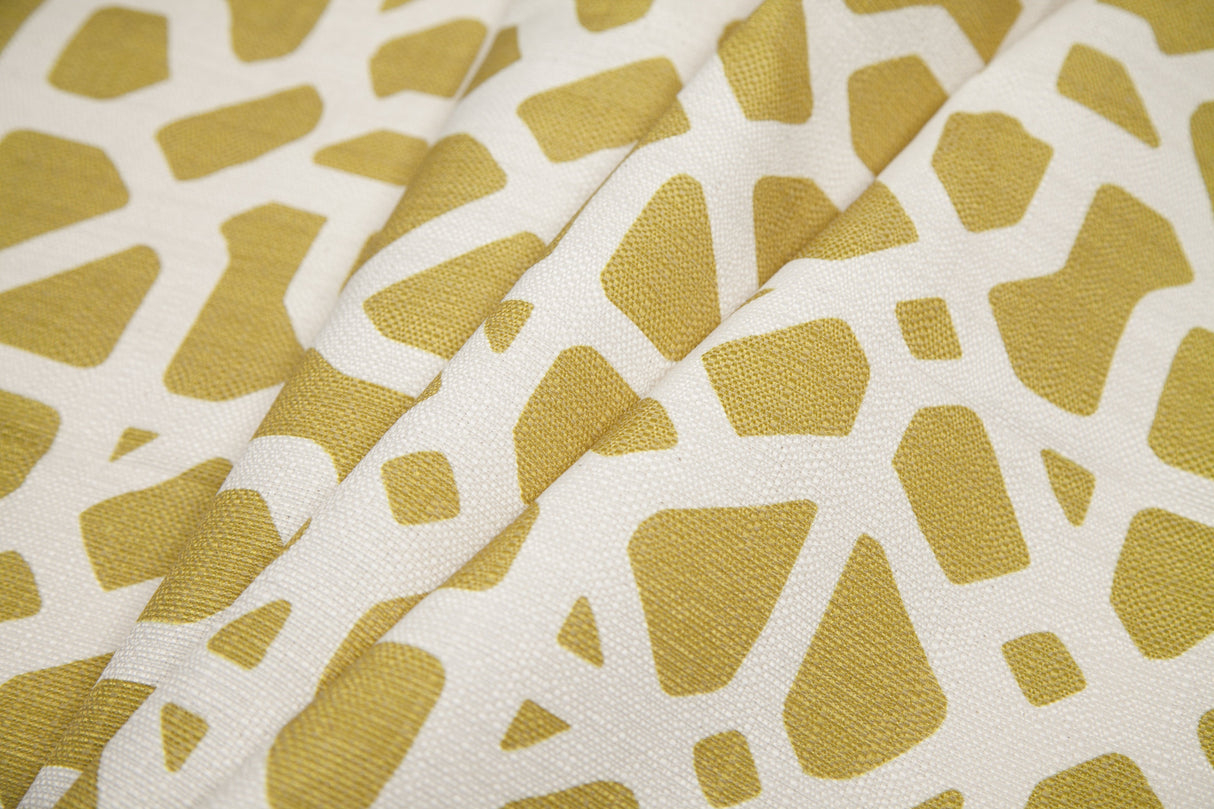 Spanish Green/White Geometric Poly/Cotton Canvas