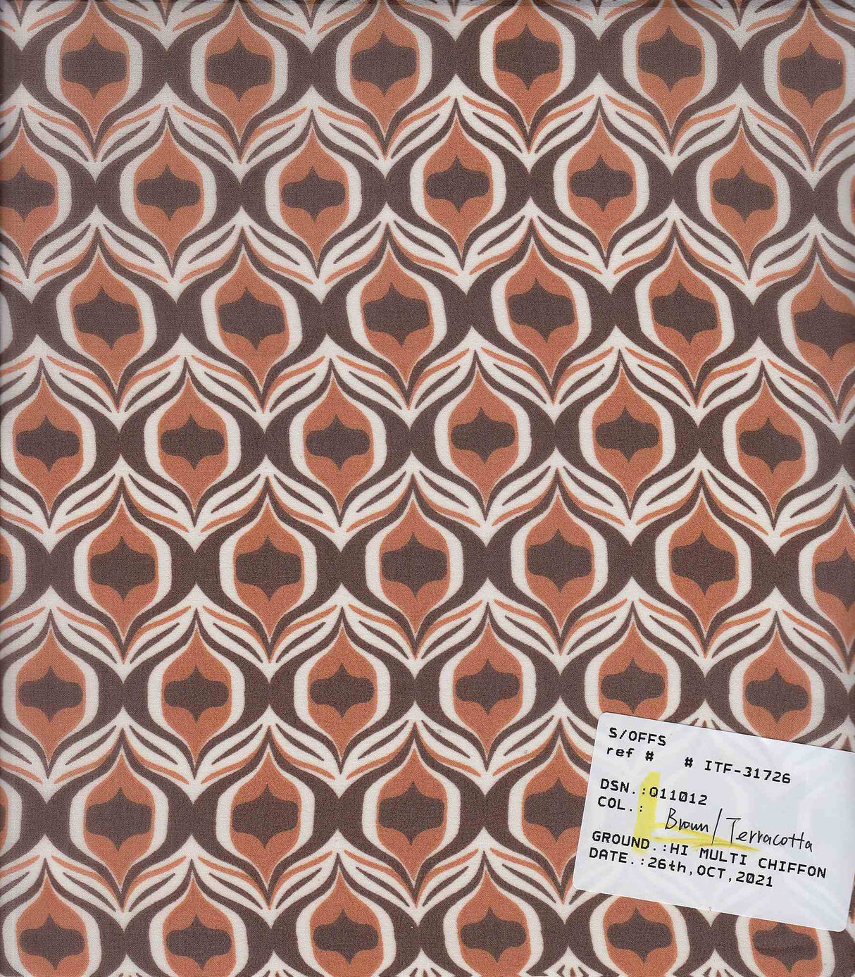 Hi Multi Chiffon Geo Print Fabric, Lightweight Polyester Sheer 57/58" Wide