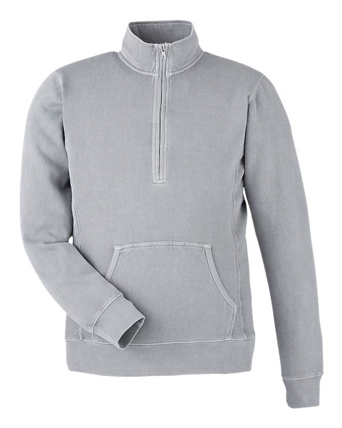 J. America Unisex Pigment-Dyed Fleece Quarter-Zip Pullover