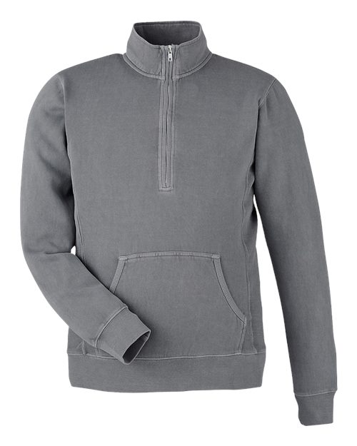 J. America Unisex Pigment-Dyed Fleece Quarter-Zip Pullover