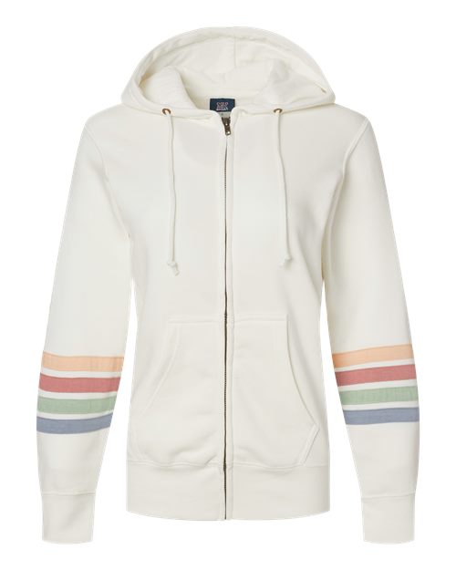 Women's Striped Sleeve Full-Zip Hooded Sweatshirt