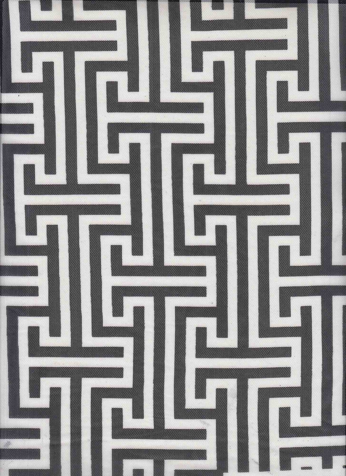 Geometric Mesh Print Stretch Fabric Ivory/Black