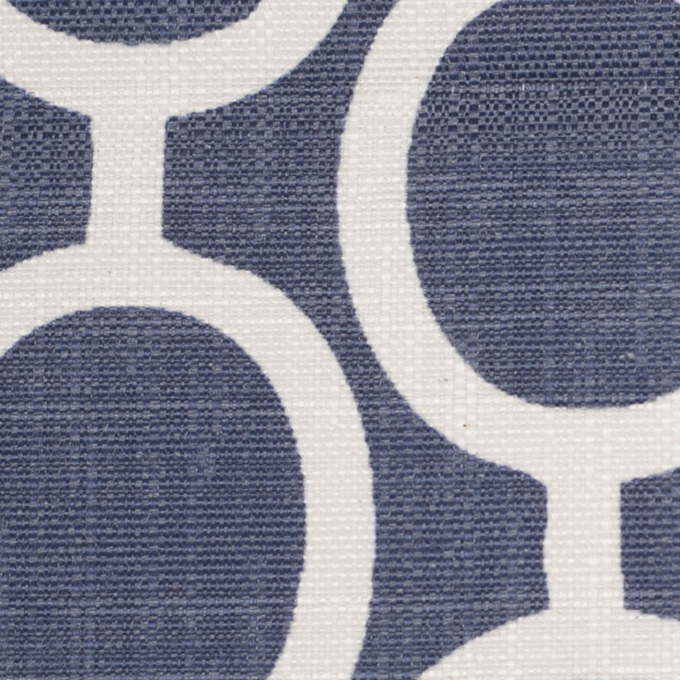 Spanish Denim/White Geometric Poly/Cotton Canvas