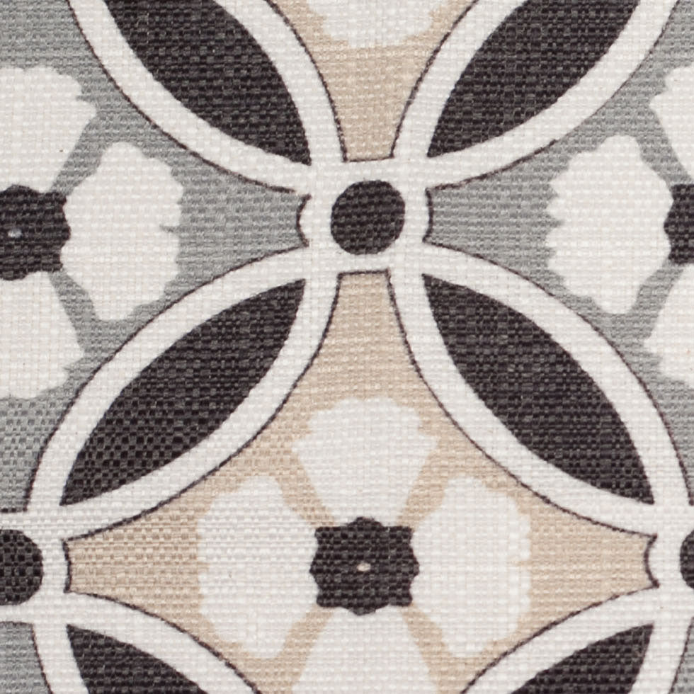 Spanish Black/Gray Floral Geometric Poly/Cotton Canvas